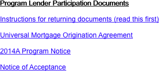 Program Lender Participation Documents